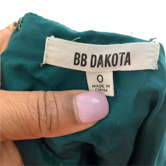 🟣🟣🟣 BB DAKOTA Women's Size 0 Green Laced Open Back Zip Dress - Picture 5 of 10